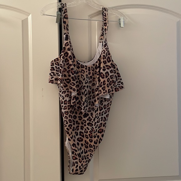 NEW Popvil Plus Size Ruffle Leopard Printed Brown One-piece Swimsuit - Picture 8 of 10